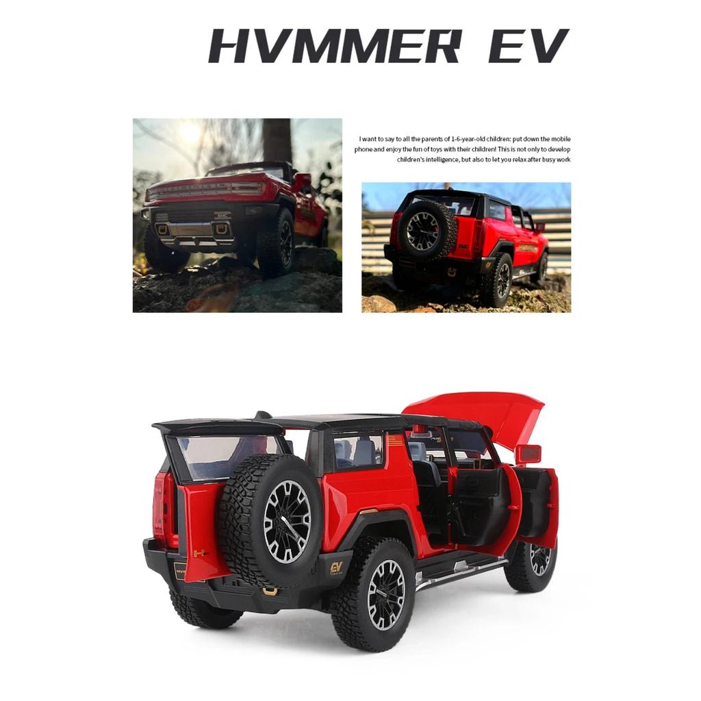 1/24 Hummer EV SUV Samochód terenowy ze stopu Metalowy model zabawki Dźwięk i światło Zabawka dla dzieci Kolekcjonerskie Prezenty urodzinowe