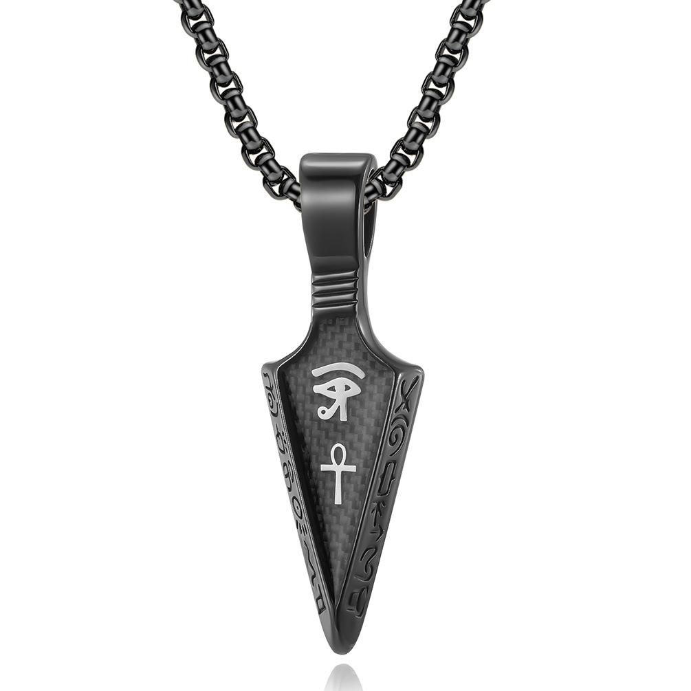 Horus Eye Spearhead Stainless Steel Necklace Carbon Fiber Titanium Steel Pendant