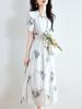 Elegant French-Style Summer Chiffon Dress with Waist-Cinching Collar for Women