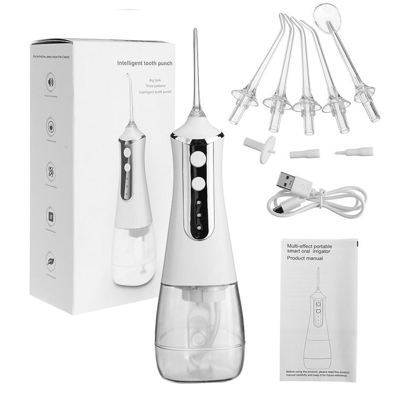 Portable Oral Irrigator Water Flosser Dental Water Jet Tools Pick Cleaning Teeth 350ML 5 Nozzles Mouth Washing Machine Floss