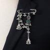 Bohemian Rhinestone Flower Tassel Brooch for Women - Exotic Style Suit Coat Pin