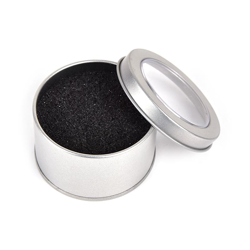 Stříbrná kulatá kovová šperkovnice na hodinky, vitrína, držák na hodinky 6,5*4 cm