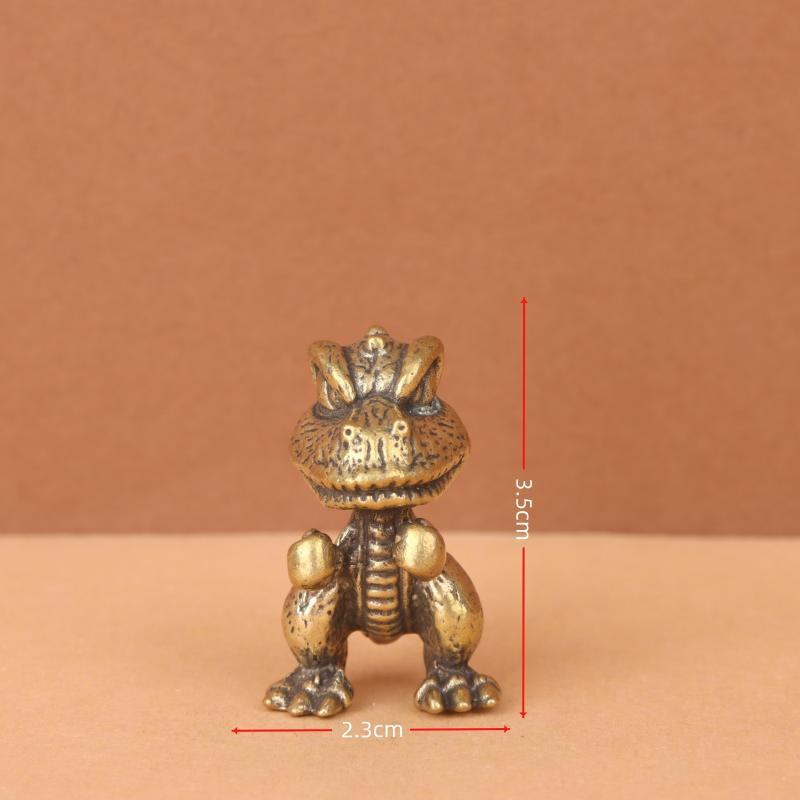 Solid Brass Boxing Dinosaur Figurine Fine Handcraft Vintage Look Perfect For Desktop Decor Dinosaur Lovers Collection Gifts