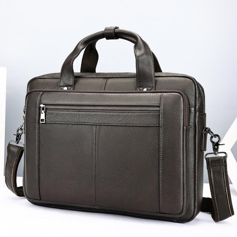 Head Layer Cowhide Men s Briefcase High-end Leather 16 Inch Laptop Bag Business Official кофейный