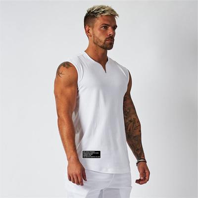 Men's Sportswear Sleeveless T-shirt Men's Workout Cotton V-neck  Printed Tank Tops  Fitness and GYM Clothing Muscle Vest