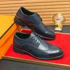 High End Brand Men's Leather Casual Shoes Trend Blue Brogue Shoes Classic New Office Men's Business Dress Shoes Thick Sole