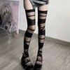 Ultrathin Women Spicy Girl Bandage Stripe Long Stockings Female Japanese Lolita Jk Y2K Sexy Summer Cross Tube White Stockings