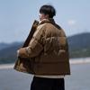 American striped stand-up neck cotton-padded jacket for men in winter loose ruffian handsome warm bread jacket jacket tide