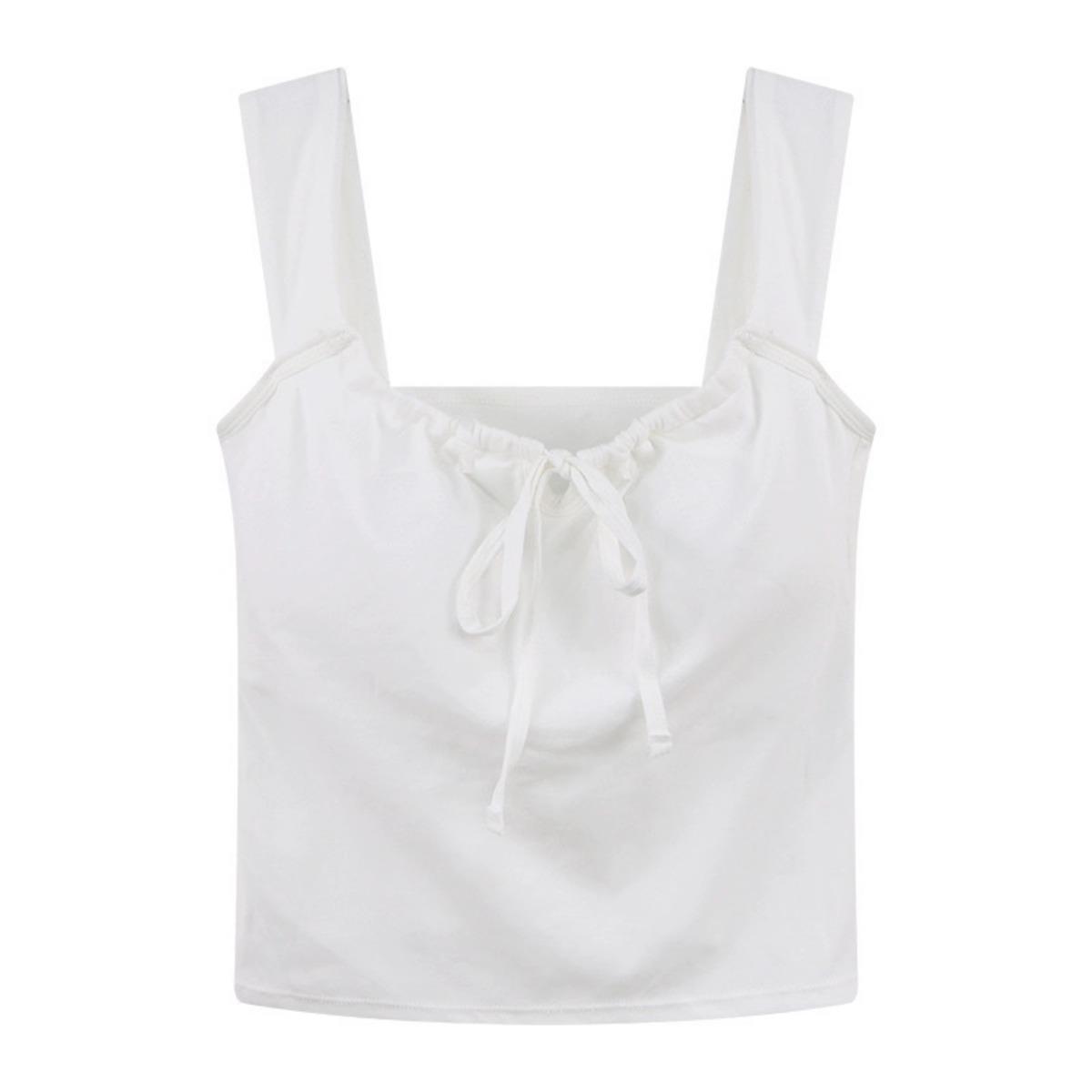 

Белая атмосфера Feeling Camisole Майка женская, универсальная с бюстгальтерами Отдел, с бантом Короткие модели Снаружи Тонкие топы one size белый