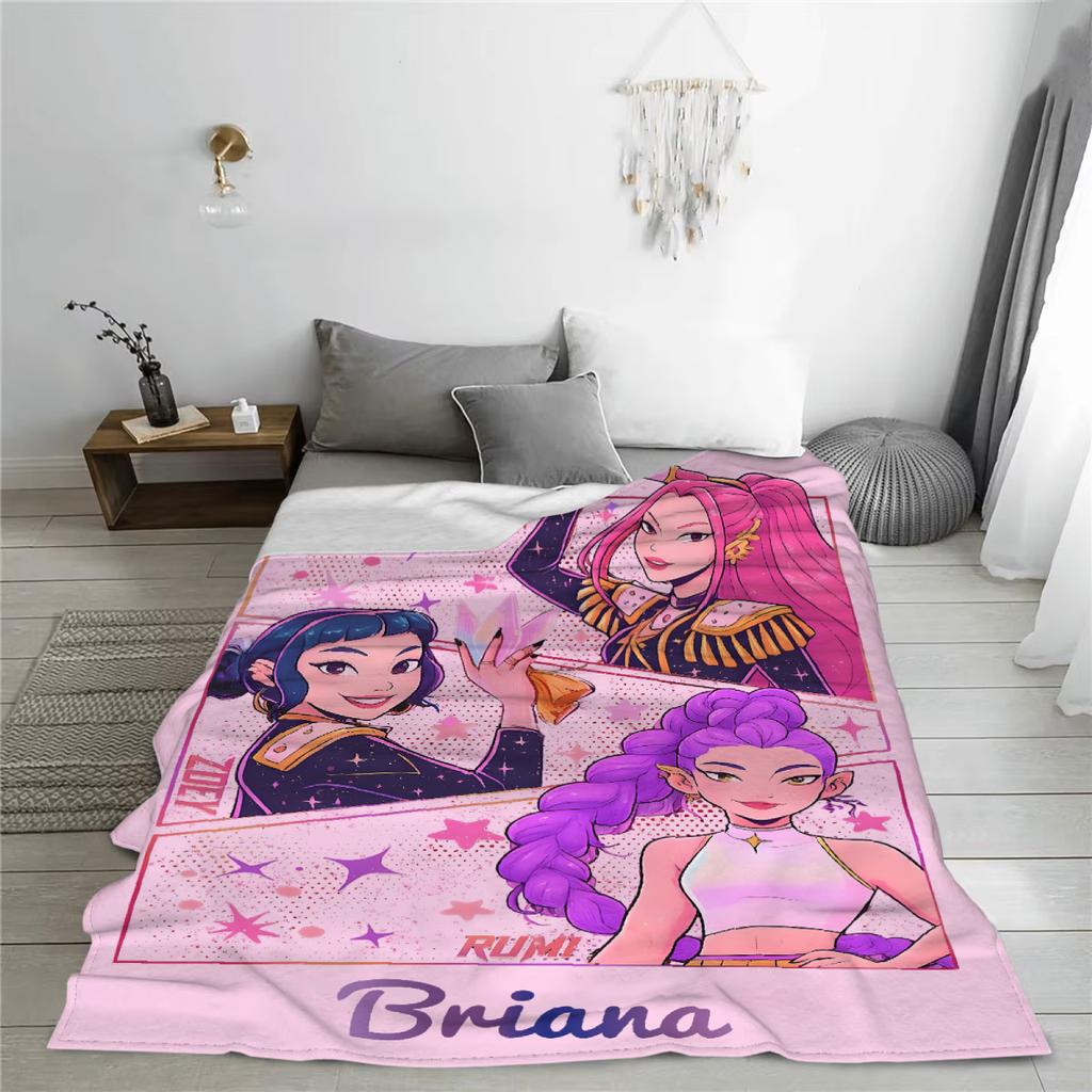 1PC Personalized Name K-Pop D-Demon H-Hunters Blanket Girls Boys Plush Throw Blanket Novelty Warm Blanket All Season Gift
