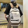 Student Schoolbag Women's Color Block Backpack Men Large Capacity Backpack