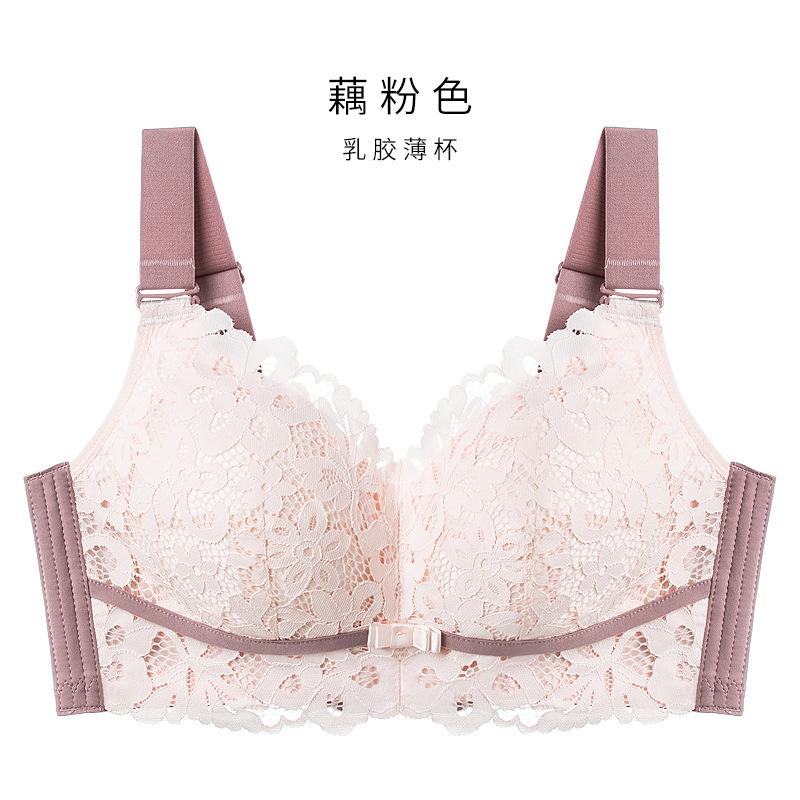 

Большая грудь показывает маленькое нижнее белье, женский бюстгальтер без стальных колец, летний тонкий тип уменьшения и корректировки груди 75D розовый