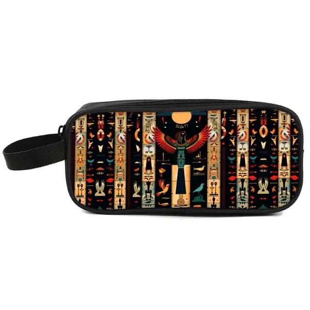 Ägyptische Hieroglyphen Doppellagige Federtasche Tasche 3D Cartoon Design für Jungen/Mädchen Schulbürogebrauch Bestes Geschenk Kinder