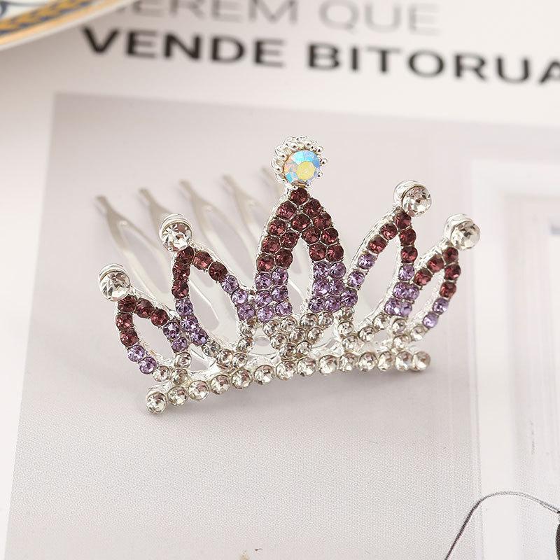 Girls Hair Accessories Mini Crown for Kids Bling Rhinestone Tiaras Hair Combs Princess Diadem Love Heart Shaped Headbands