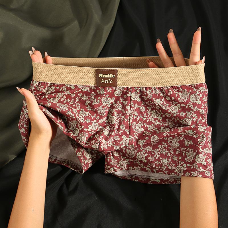 

Мужские трусы-боксеры средней посадки из чистого хлопка с принтом для мальчиков-подростков, модный тренд осень/зима 3XL (recommended 175-195 jin) красный