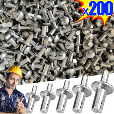 200/10 Stück Spreiznieten aus Aluminiumlegierung, Hammerschlag-Spreiznägel, Kopf-Piercingniete, Klopfschrauben, Befestigungselemente
