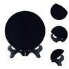 Obsidian Black Mirror Round Plate Polished Disc Home Office Decoration with Stand for Desktop Crafts