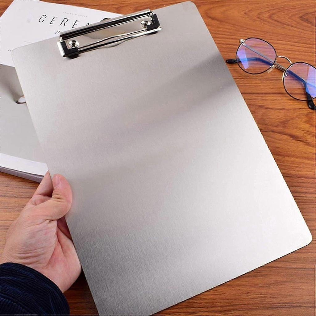 4X Metal Clipboard Folder A4 Stainless Steel Clip Board Bill Storage Folder Writing File Board Menu Splint for Business
