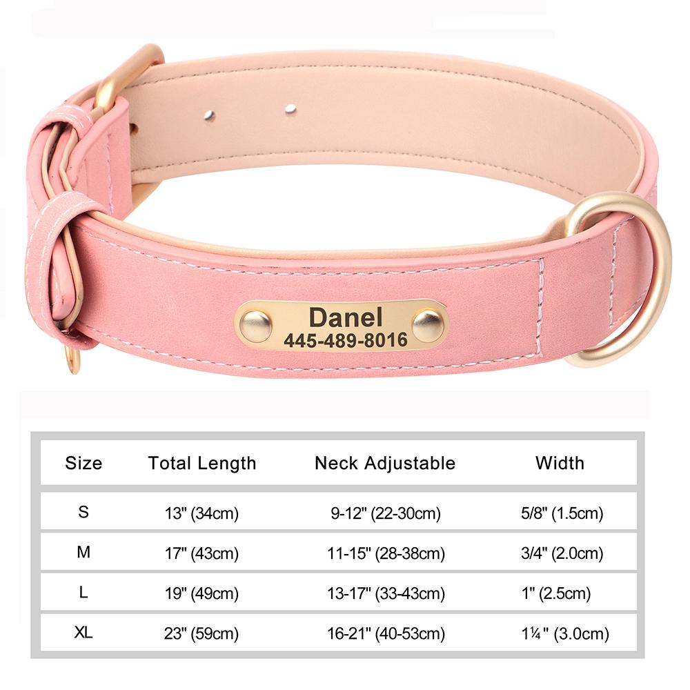 Custom Leather Dog Collar Personalized Collars with Free Engraved Nameplate for Small Medium Large Dogs Pitbull Labrador XS-XXL