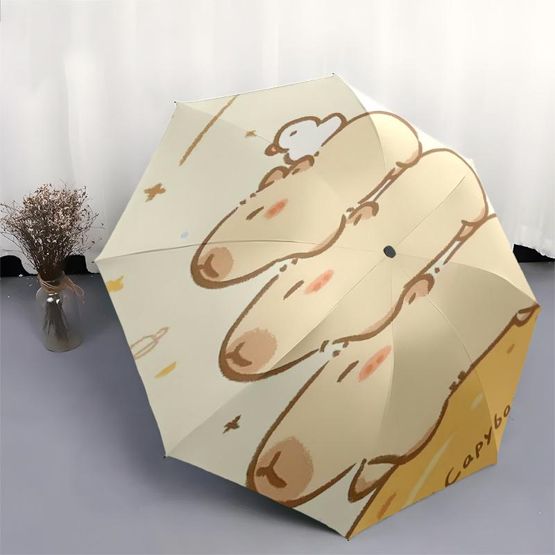Capybara Themed Travel Umbrella-8 Ribs Automatic Opening and Closing, Portable Folding Design, Compact and Stylish Umbrella Suitable for Out