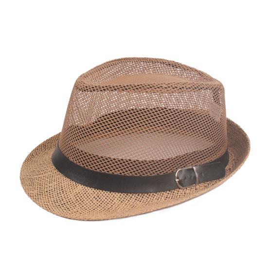 

Men Fedora Wide Brim Mesh Spring Summer Pure Color Low-profile Sunshade Hat for Outdoor хакі