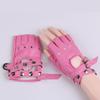 Women's Half-Finger Leather Dance Gloves with Rivet Chain for Performance and Street Dance