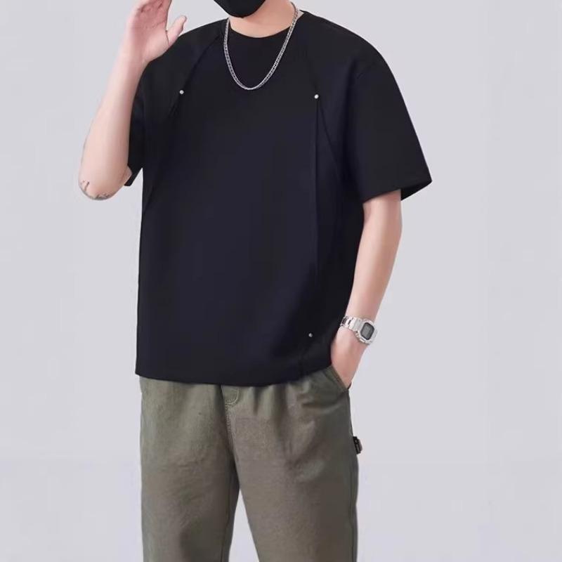 Men Loose Solid Short Sleeve Casual T Shirt