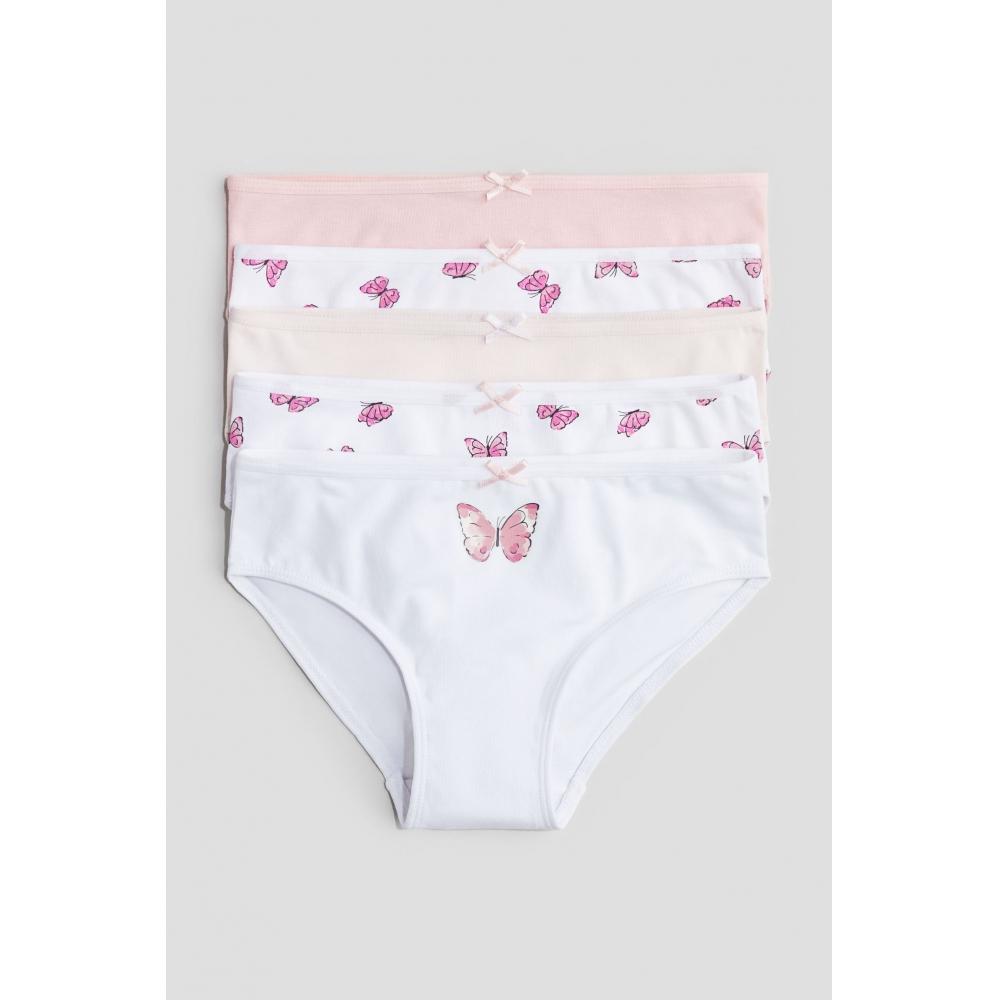 

HM Комплект хлопковых трусиков из 5 предметов, белая бабочка