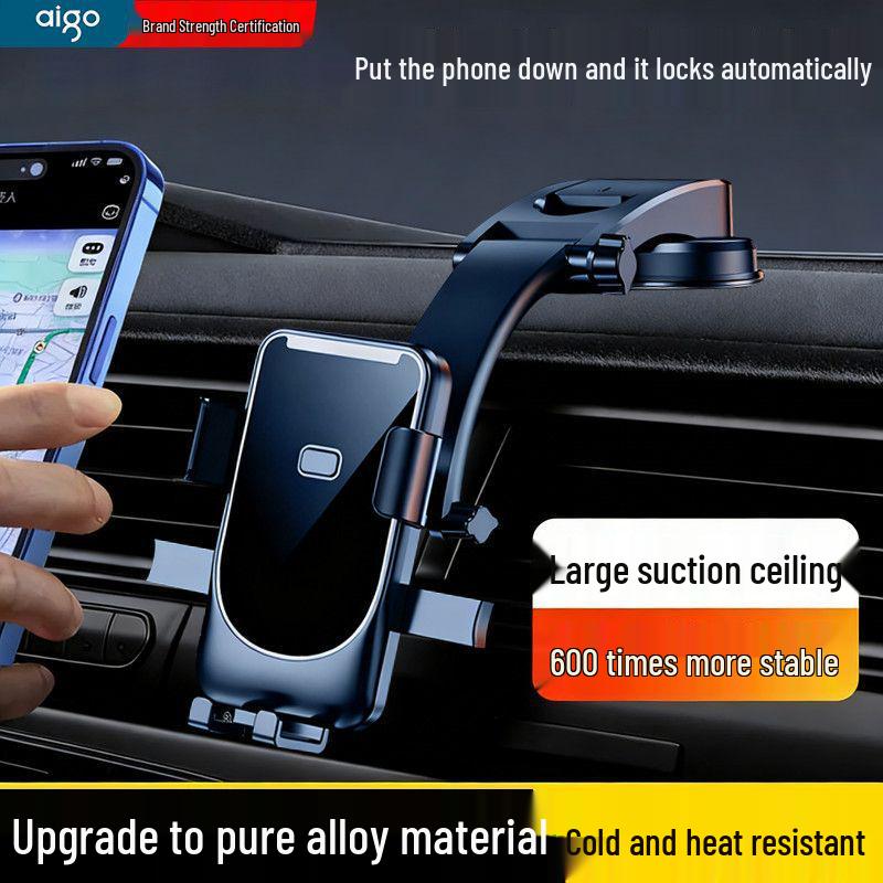 Universal Dashboard Car Phone Holder with Large Suction Cup & Gravity Sensor Standard - Enhanced Air Vent Lock