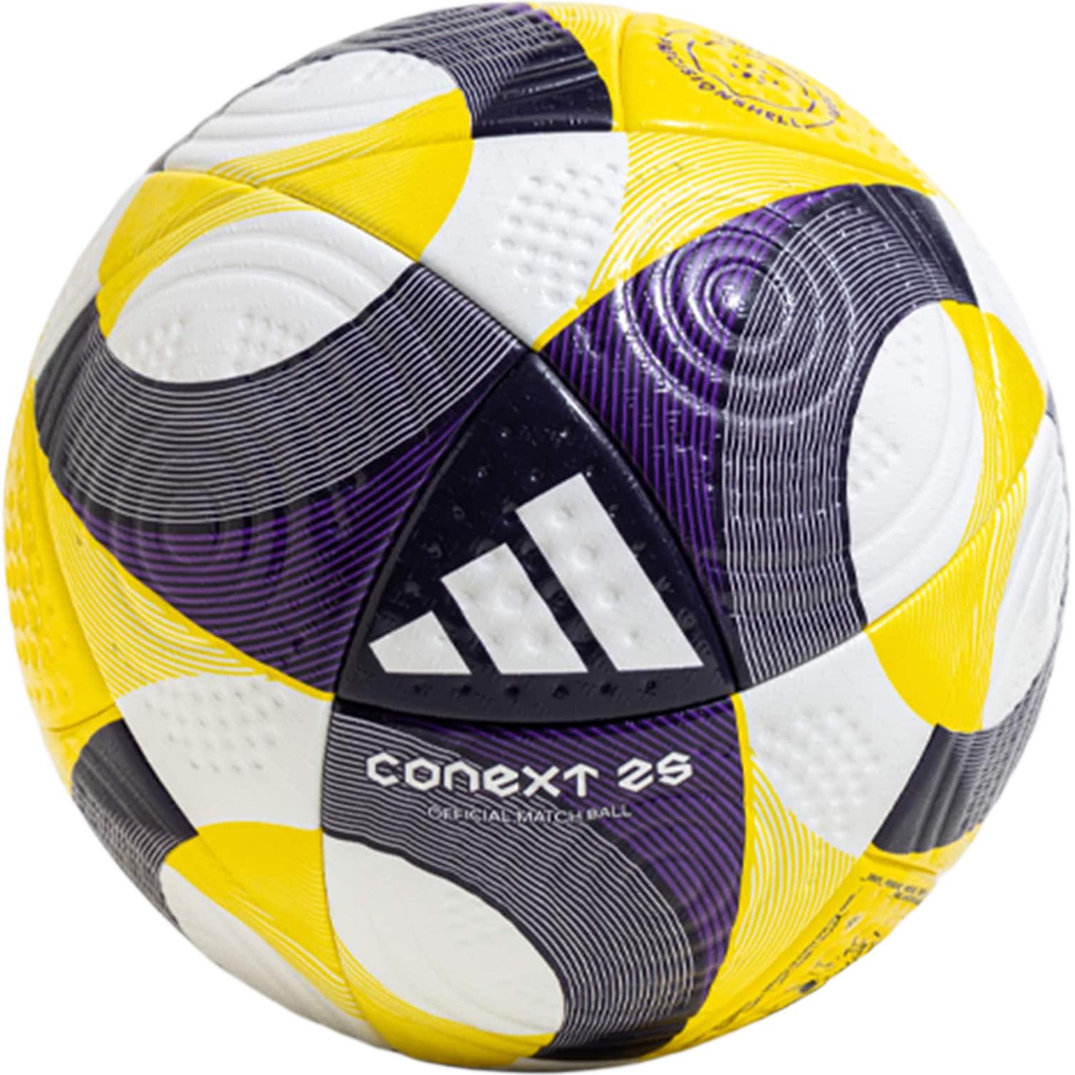 Adidas Unisex White/Yellow Size 5 Soccer Ball Pu Seamless Thermal Bonding Jh1273