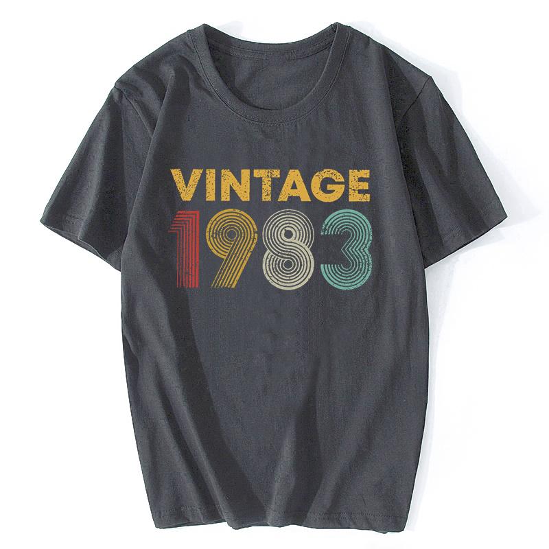 Retro Vintage 1983 Tshirt Men O-neck Short Sleeved 37 Years Old Born In 1983 Shirt 37th Birthday Summer T-shirt Cotton Tee Top