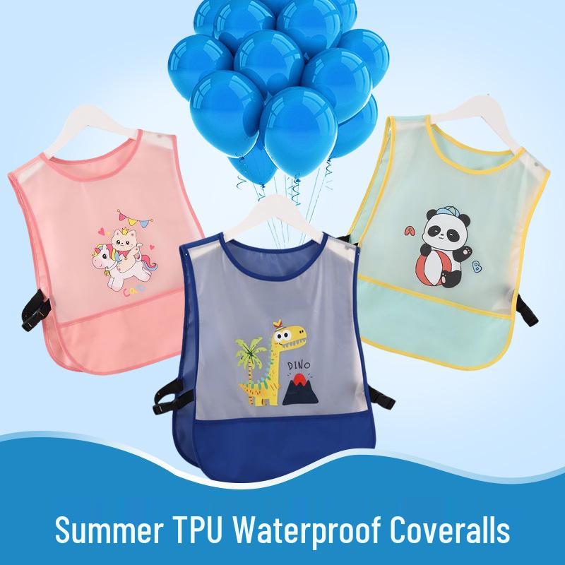 Breathable Mesh Baby Bib: Waterproof, Stain-Proof, Sleeveless Coverall for Infants and Toddlers.