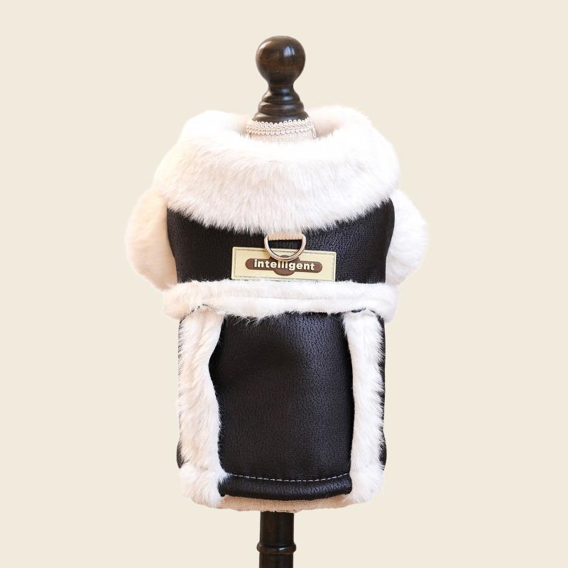 

Pet Spring and Autumn Small Dog Puppy Dog Cat Warm and Comfortable Cool Boy Little Gentleman Leather Jacket xs-bust size30, length 20cm, about 1.0-1.5kg