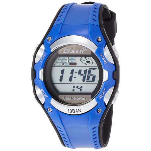 ALIAS Men's Solar Digital Dash Watch, Waterproof, Multi-Function, Backlight, Urethane Strap, Black Dial, AD06717SOL9, Blue