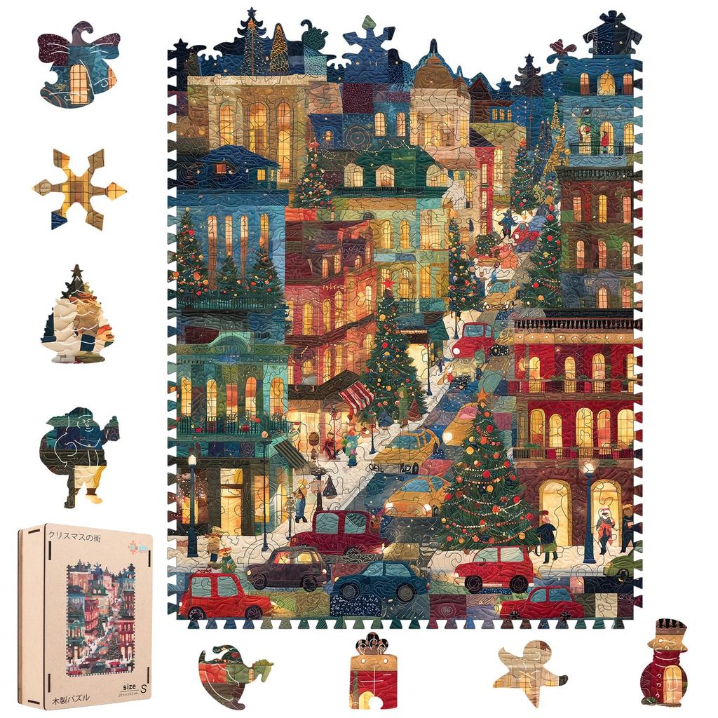 MEATRN 505-Piece Jigsaw Puzzle, Wooden Christmas Puzzle (34.5 X 45.2cm), 3mm Thick, Transformable, for Kids and Adults, Family-Friendly Christmas
