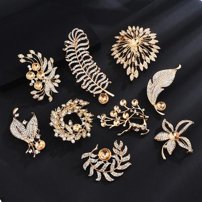 Fashion Alloy Temperament Brooch Versatile DIY Rhinestone Empty Holder Corsage Freshwater Pearl Pin Empty Holder Work In Progress