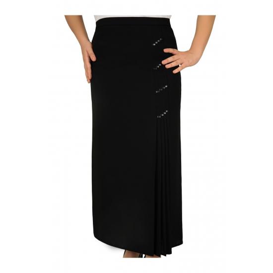 WOMEN'S Hijab Plus Size Leather Detailed Lined Pleated Crepe Mother Skirt