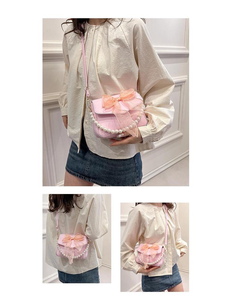 Versatile Bow Design Textured Underarm & Crossbody Bag