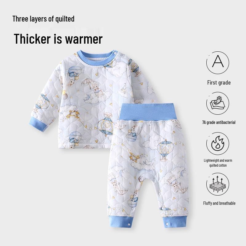 Infant & Toddler High-Waist Quilted Cotton Underwear Set - Unisex Autumn Warmth