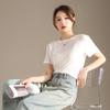 RAIN.CUN Women's High-Elastic Round Neck Short Sleeve T-shirt