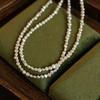 Simple natural freshwater baroque small pearl necklace female ins American 11K gold light luxury high-end clavicle chain