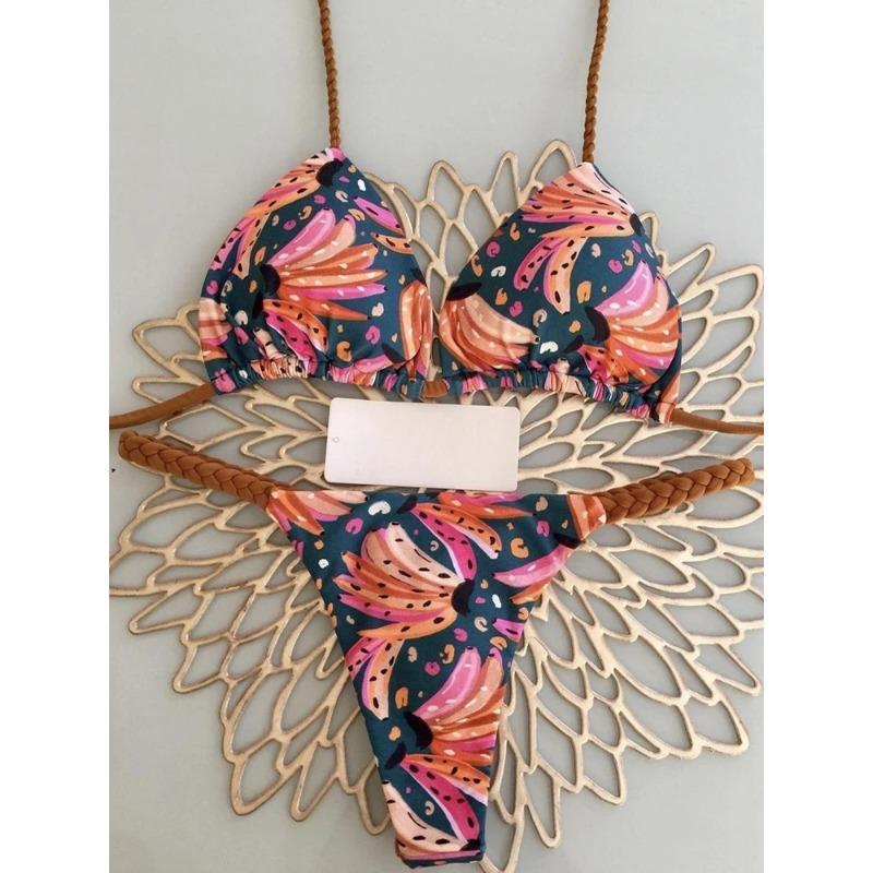 Stroje kąpielowe Damskie Leopardzi Wzór Brazylijski Zestaw Bikini Seksowny Strój Kąpielowy Stringi Dwuczęściowy Strój Kąpielowy Damski 2025 Odzież Plażowa