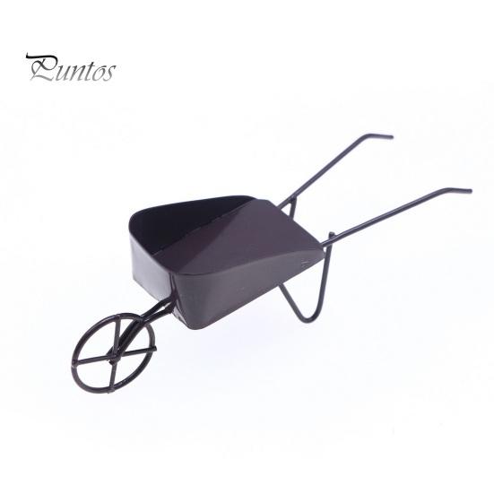 Mini-Vintage-Eisenwagen, Puppenhaus-Ornamente, realistische Mini-Kompakt-Mikrohof-Szene, Einzelradwagen, mikroskopische Landschaftsfotografie-Requisiten