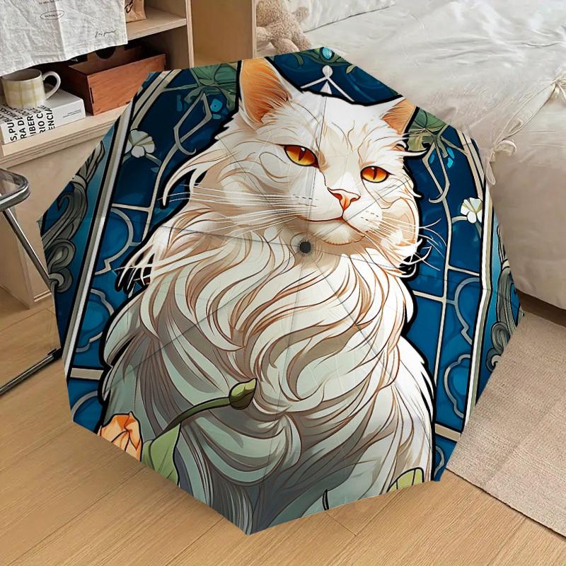 1pc Art Nouveau Cat Portrait Umbrella with Plastic Handle,Suitable for All Seasons Home Travel Outdoor UmbrellaDD205