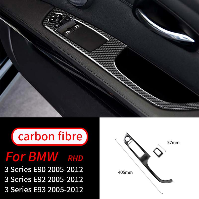 For BMW E90 E92 E93 3 Series 2005-2012 2PCS Interior Accessories Real Carbon Fiber Car Center Console CD AC Panel Cover