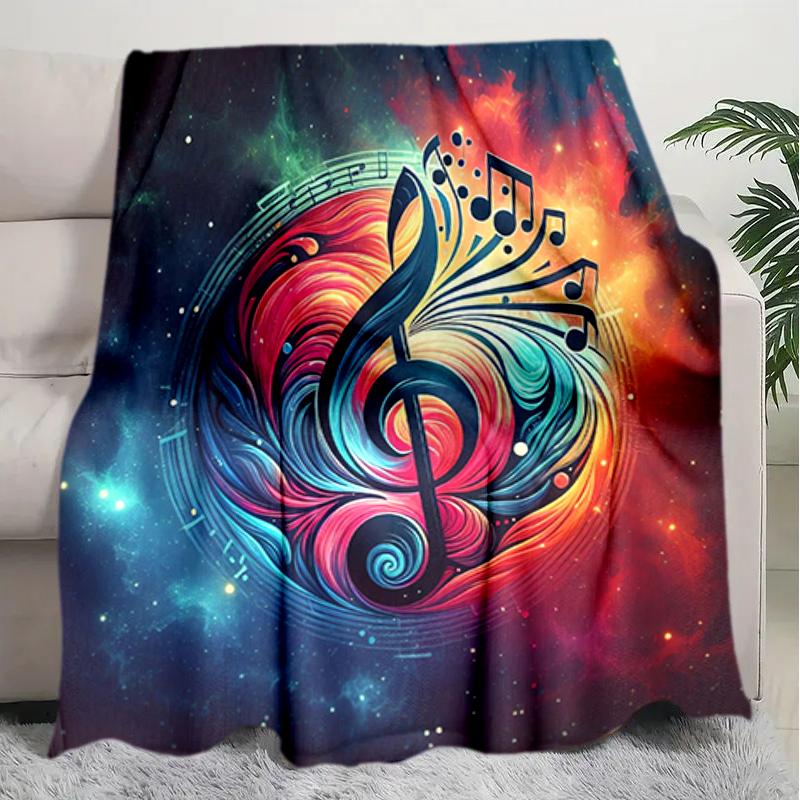 1PC Musical Symbols Music Printed Blanket, All Season Lightweight Home Office Outdoor Nap Multifunctional Blanket A19