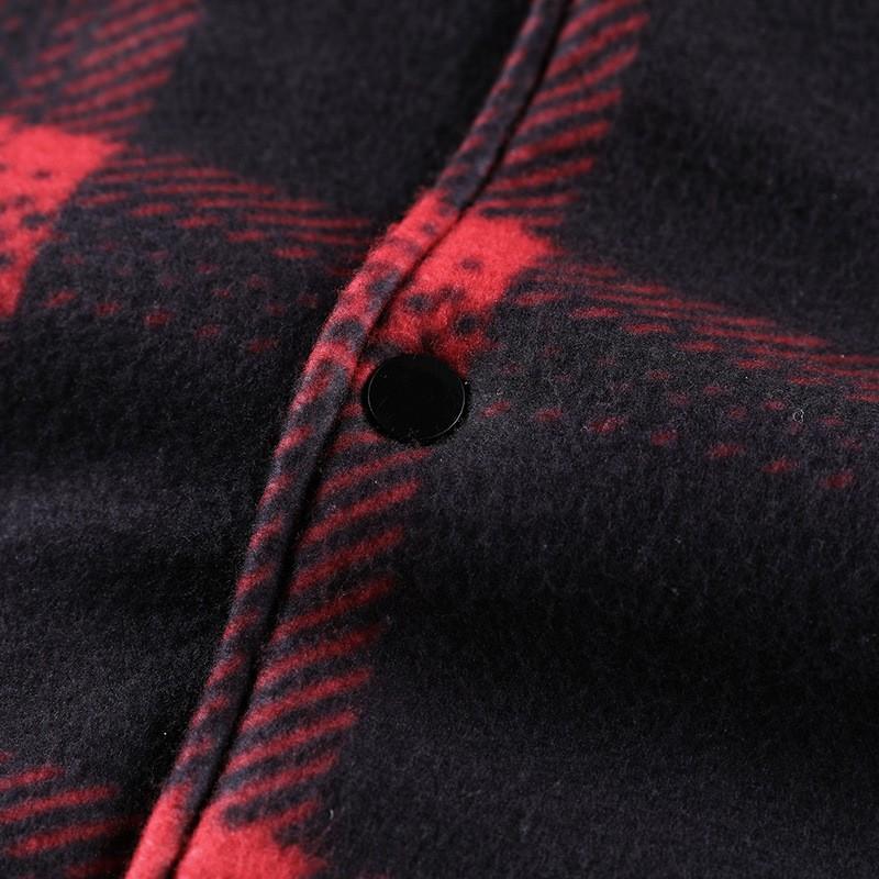 Plaid Hooded Fleece Jacket Men Warm Loose Fit Casual Outdoor Winter Coat