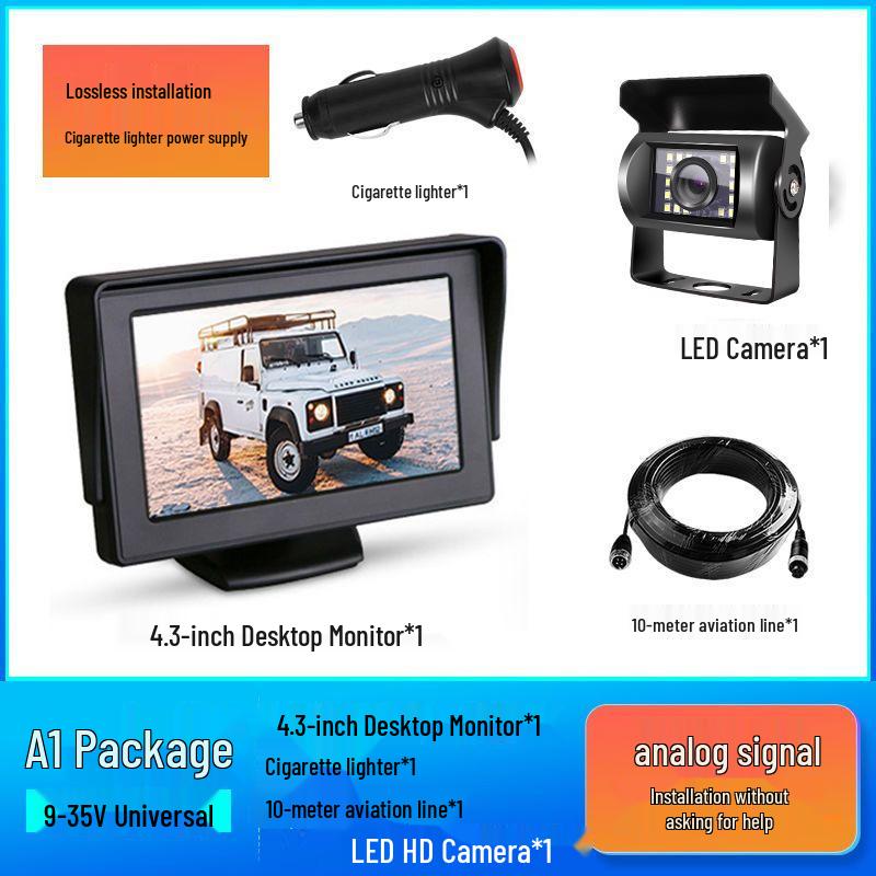 Truck Reversing HD Night Vision Monitor with Dual/Quad Camera Recording System