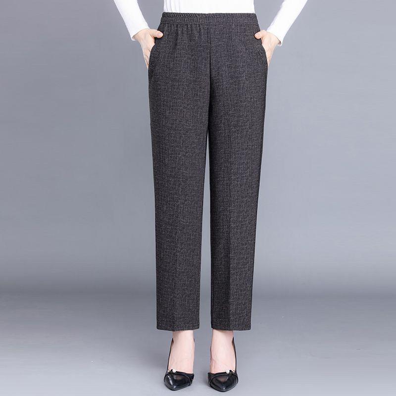 High-Waisted Velvet Elastic Pants for Middle-Aged and Elderly Women - Winter/Autumn Style