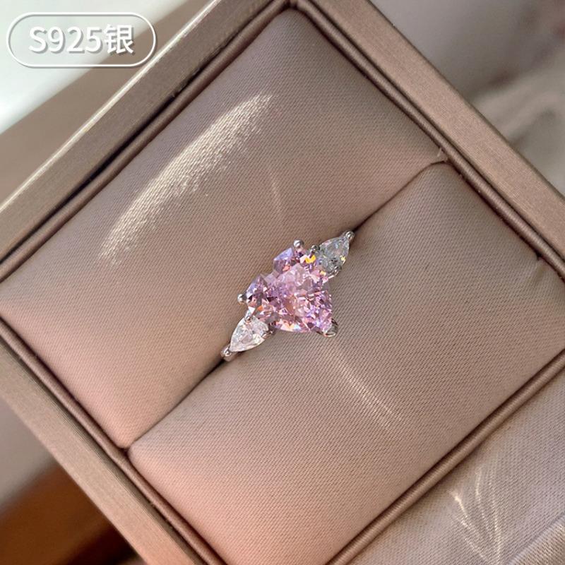 Gica Gema New Silver 925 Jewelry Heart-shaped Temperament Elegant Ring Women's Exquisite Jewelry Silver Party Senior Valentine's Day Gift